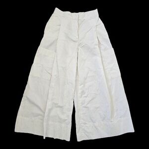 COS Cotton Wide Leg Smart Casual Officecore Pleated Cargo Cropped Pants sz 2